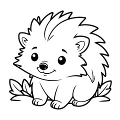 Cute vector illustration hedgehog doodle colouring activity for kids