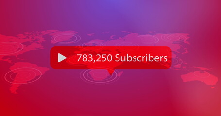 Image of social media icon and text over world map