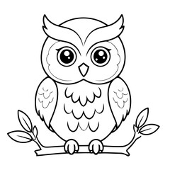 Cute vector illustration owl doodle for toddlers colouring page