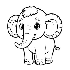 Simple vector illustration of Mammoth doodle for toddlers worksheet