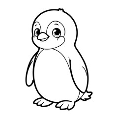 Simple vector illustration of Penguin for children colouring activity