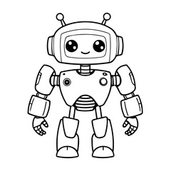 Cute vector illustration Robot doodle for kids colouring page