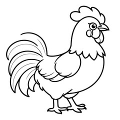 Cute vector illustration rooster for toddlers colouring page