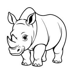 Simple vector illustration of rhino colouring page for kids