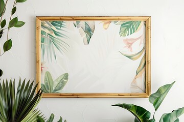 Vintage gold frame on a Vintage grey wall background.Copy space for text generate AI