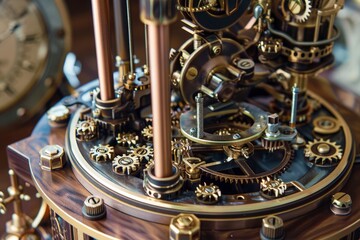 A clock with a lot of gears and a small clock on the side