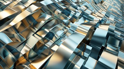 A shiny silver object with a lot of lines and curves
