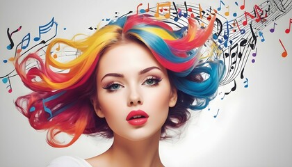 Craft an image of a pop art girl with musical note upscaled 4