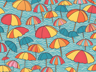 Obraz premium Summer themed drawing illustration background pattern, Generative AI