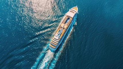 Fototapeta premium Aerial view of a cruise ship in the sea Passenger cruise ship for travel