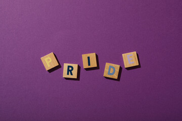LGBT parade concept, compound word on purple background.