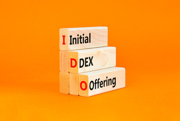 IDO initial DEX offering symbol. Concept words IDO initial DEX offering on beautiful wooden blocks....
