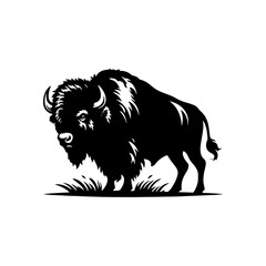 Minimalist Bison Silhouette- Immortalized in Dynamic Vector Depictions of Wild Majesty- Bison Vector- Bison Illustration.