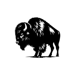 Minimalist Bison Silhouette- Immortalized in Dynamic Vector Depictions of Wild Majesty- Bison Vector- Bison Illustration.