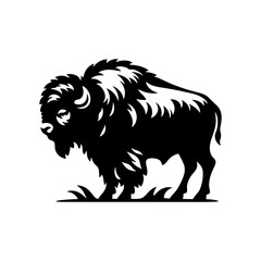 Obraz premium Minimalist Bison Silhouette- Immortalized in Dynamic Vector Depictions of Wild Majesty- Bison Vector- Bison Illustration.