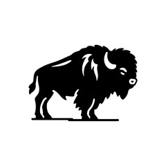 Minimalist Bison Silhouette- Immortalized in Dynamic Vector Depictions of Wild Majesty- Bison Vector- Bison Illustration.