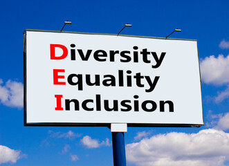 DEI diversity equality inclusion symbol. Concept words DEI diversity equality inclusion on big...