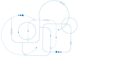 Abstract geometric dots and lines connection circuit concept. Global communication technology background design.