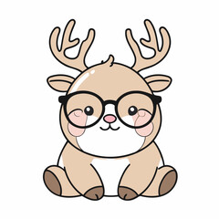 Naklejka premium Cute vector illustration of a Reindeer for kids' reading time