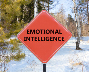EI emotional intelligence symbol. Concept words EI emotional intelligence on red road sign....