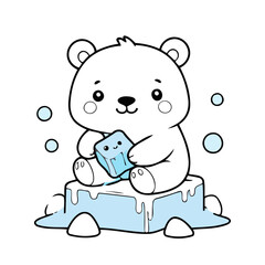 Cute vector illustration of a Polarbear for kids' reading time