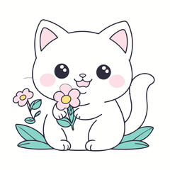 Cute vector illustration of a Kitten for children book
