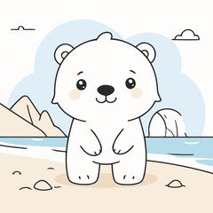Cute Polarbear for toddlers books vector illustration