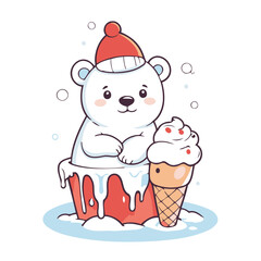 Vector illustration of a charming Polarbear for toddlers' learning adventures