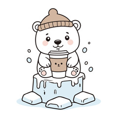 Cute Polarbear for toddlers' learning books vector illustration