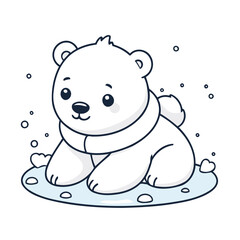 Cute Polarbear for children book vector illustration
