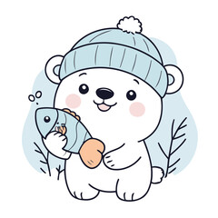 Cute Polarbear for kids' storytelling vector illustration