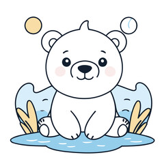 Cute Polarbear vector illustration for children