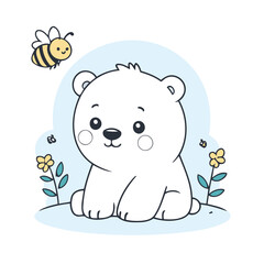 Cute Polarbear for toddlers' learning books vector illustration