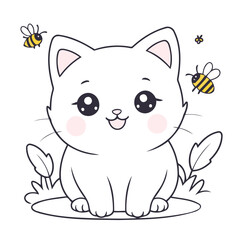 Obraz premium Cute Kitten vector illustration for preschoolers' learning moments