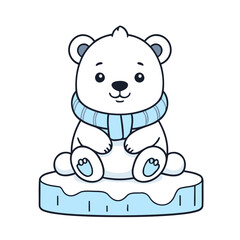 Vector illustration of a cute Polarbear for toddlers story books
