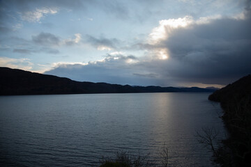Lake Ness in highlands of Scotland. Tha lake became known because the myth of a suppost monster which appears in the past.