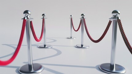 Stanchions with Red Velvet Ropes Cut Out

