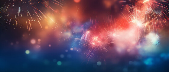Fototapeta premium Abstract colored firework background with free space for text