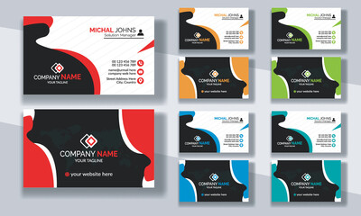 Creative modern clean corporate double-side business card template, personal visiting card, vector illustration, professional simple identity blue, red, white and black elegant visiting card.
