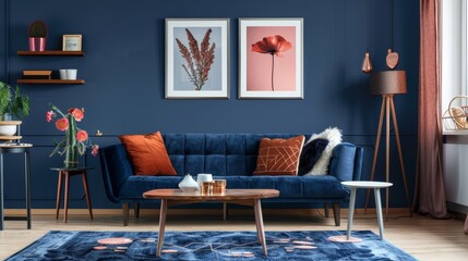 Sleek Living Room with Teal Accents and Contemporary Design, Suitable for Fashionable Home Interiors
