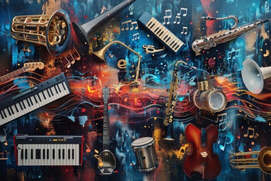 A cacophony of musical instruments and sound waves