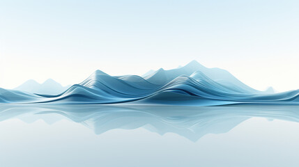 composed of lines with a light sky background in a symmetrical composition in a minimalist style with light reflection on the water surface and a perspective effect  an abstract art style