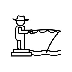 someone who is fishing . outline icon