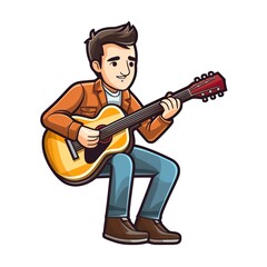 A stick-figure musician playing a heartwarming melody on a guitar. 