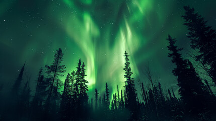 Fototapeta premium Aurora Borealis in the Forest