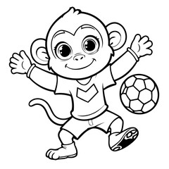 Cute vector illustration Monkey for kids colouring page