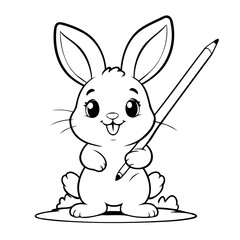 Simple vector illustration of Bunny for kids colouring worksheet