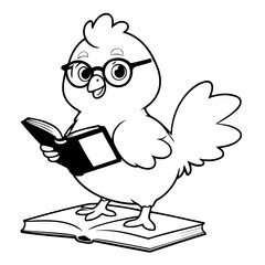 Cute vector illustration Chicken colouring page for kids