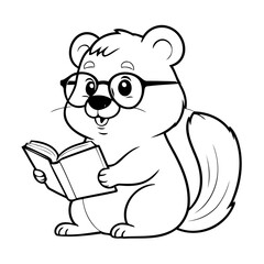 Simple vector illustration of Beaver drawing for toddlers colouring page