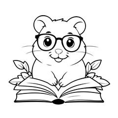 Cute vector illustration Hamster doodle for toddlers coloring activity